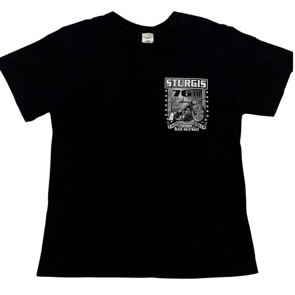 Suna Sturgis Black Hills‎ Rally Tee Womens Large Black 76th Anniversary Graphic